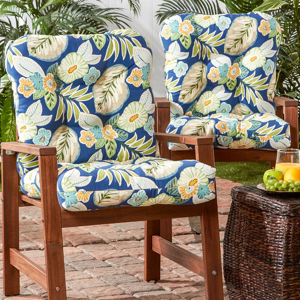 Greendale Home Fashions Outdoor 42x21-inch Seat/Back Chair Cushion (Set of 2), Magnolia Floral