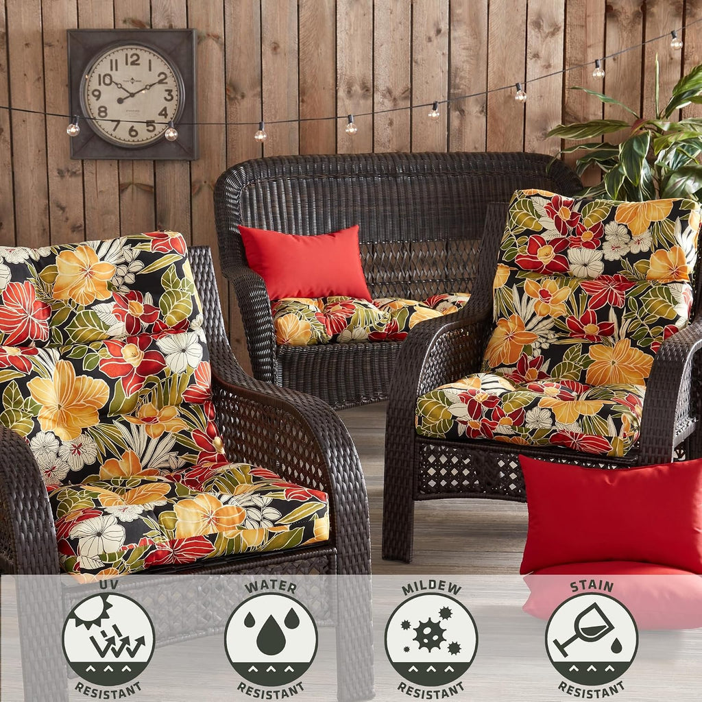 Greendale Home Fashions Outdoor 44x22-inch High Back Chair Cushions (Set of 2), Aloha