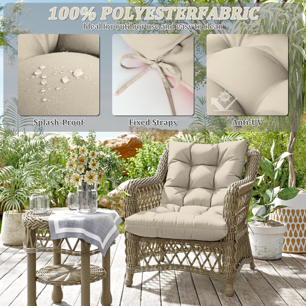 Patio Seat&Back Chair Cushions for Outdoor Furniture，Comfortable Cushions for Rocking/Dining/Lawn Chair-Set of 2
