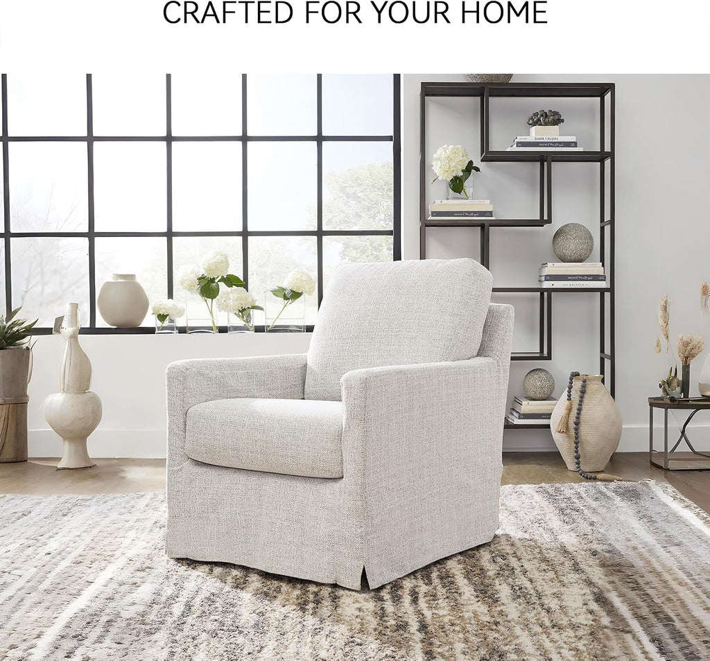 Signature Design by Ashley Nenana Next-Gen Nuvella Casual UV Resistant Upholstered Swivel Glider Accent Chair with Removable Slipcover, Light Gray