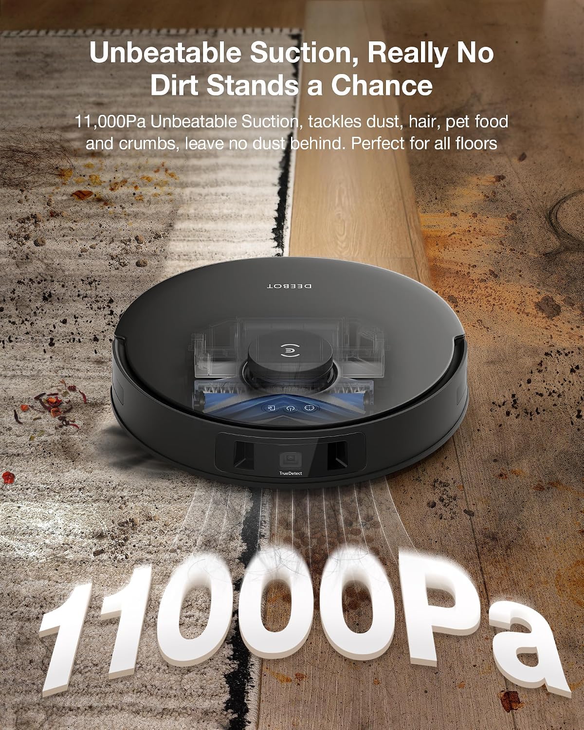 ECOVACS DEEBOT T30S Combo Complete Robot Vacuum and Mop, 11000Pa, ZeroTangle Technology, TruEdge Adaptive Edge Mopping, Hot Water Mop Washing, Self-Emptying, Self Refilling, Auto-Mop Lifting