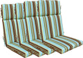 Indoor Outdoor High Back Chair Cushions Replacement Patio Chair Seat Cushions Set of 4 Green/Coffee/Blue Stripe