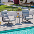 NATURAL EXPRESSIONS Patio Bistro Set, 3 Piece Outdoor Swivel Glider Rocking Chairs, Conversation Furniture with 2 Highback Rockers, 1 Metal Table for Backyard,Porch,Poolside,350lb. (Light Gray)