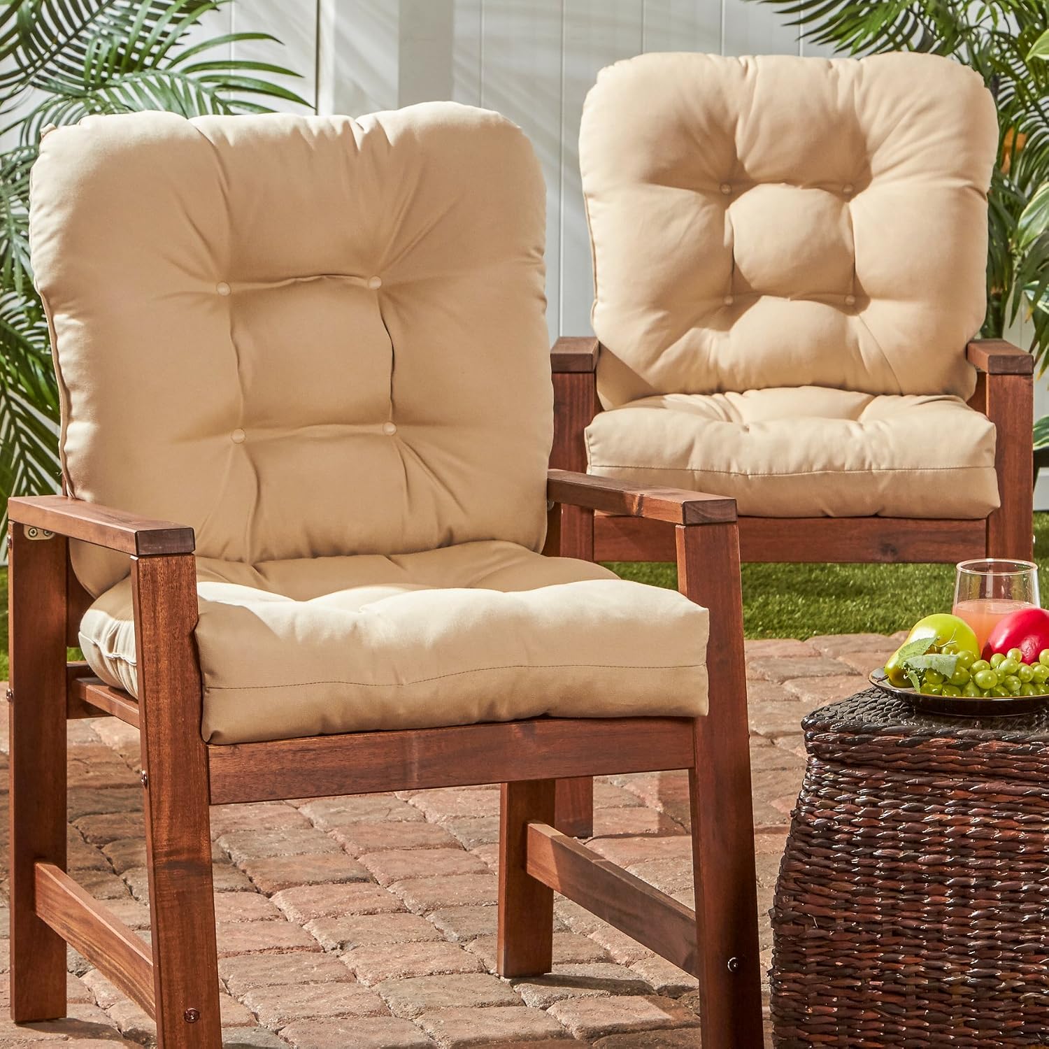 Greendale Home Fashions Outdoor 42x21-inch Seat/Back Chair Cushion (Set of 2), Sanddollar