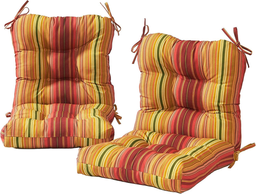 Greendale Home Fashions Outdoor 42x21-inch Seat/Back Chair Cushion (Set of 2), Cinnamon Stripe