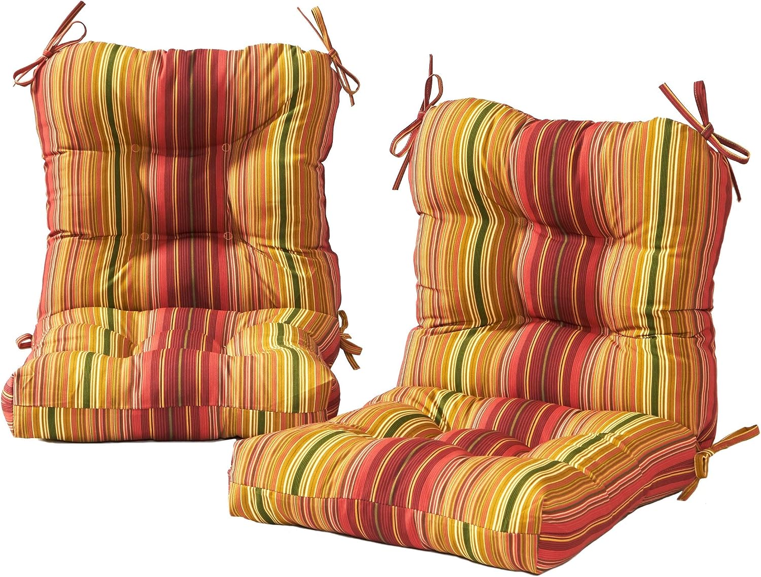 Greendale Home Fashions Outdoor 42x21-inch Seat/Back Chair Cushion (Set of 2), Cinnamon Stripe