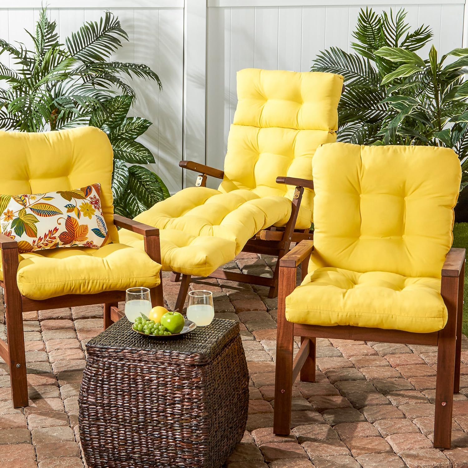 Greendale Home Fashions Outdoor 42x21-inch Seat/Back Chair Cushion (Set of 2), Sunburst