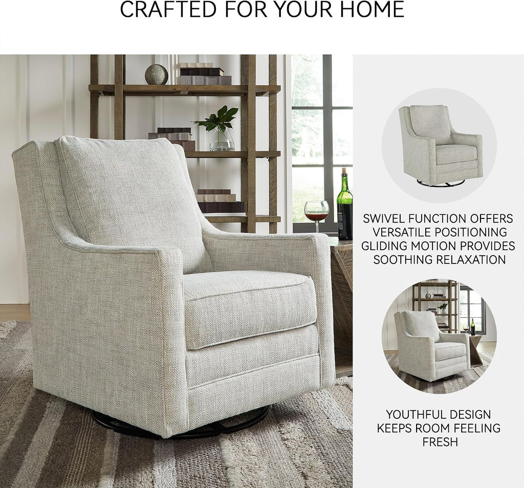 Signature Design by Ashley Kambria Casual Upholstered Swivel Glider Accent Chair, Gray