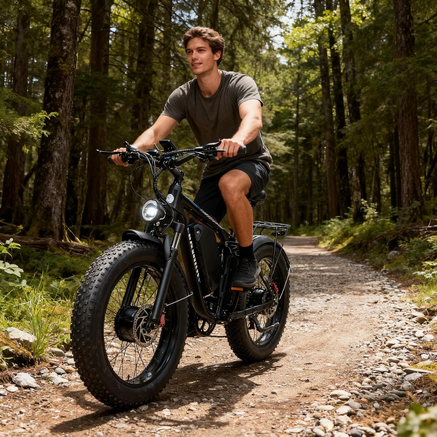 Peak 9000W Dual Motor Ebike for Adults,46MPH Fast Electric Bike 52V 34Ah Up to 100 Miles Long Range,24' Fat Tire Ebikes,SHM 7-Speed Full Suspension Electric Bicycle for Mountain Commuter Off-Road Snow