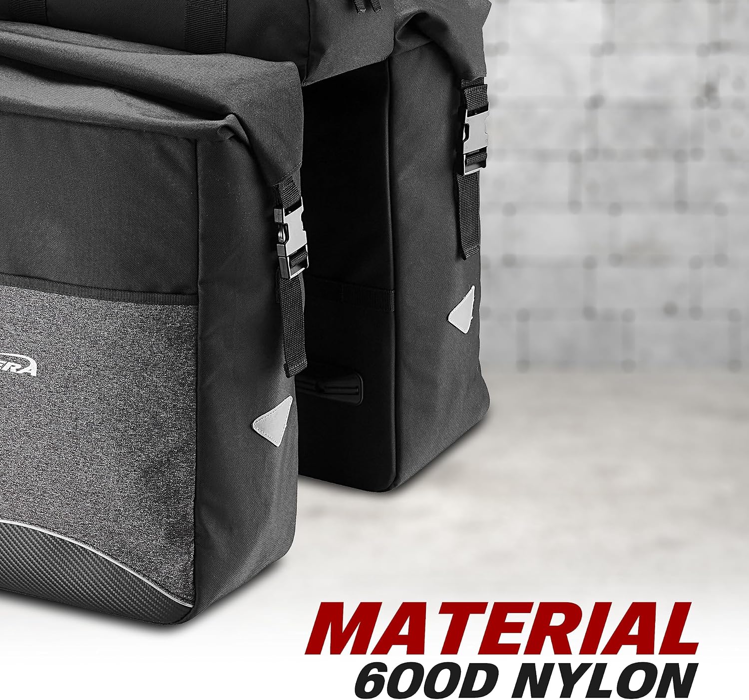 Ibera Bike Bag MIK Panniers 52.7L for Ebikes - Clip-On bike Bags For Bicycles with Built-in Battery Holder & Rain Cover - Water-Resistant Bike Rack Bag with Reflective Trim - ONLY FOR MIK RACKS
