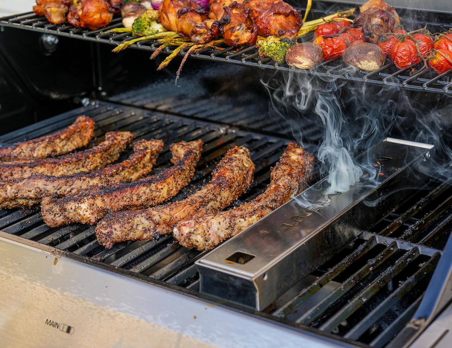 Monument Grills 77352 6-Burner Stainless Steel Cabinet Style Propane Gas Grill with Smoke Box(2 Items)