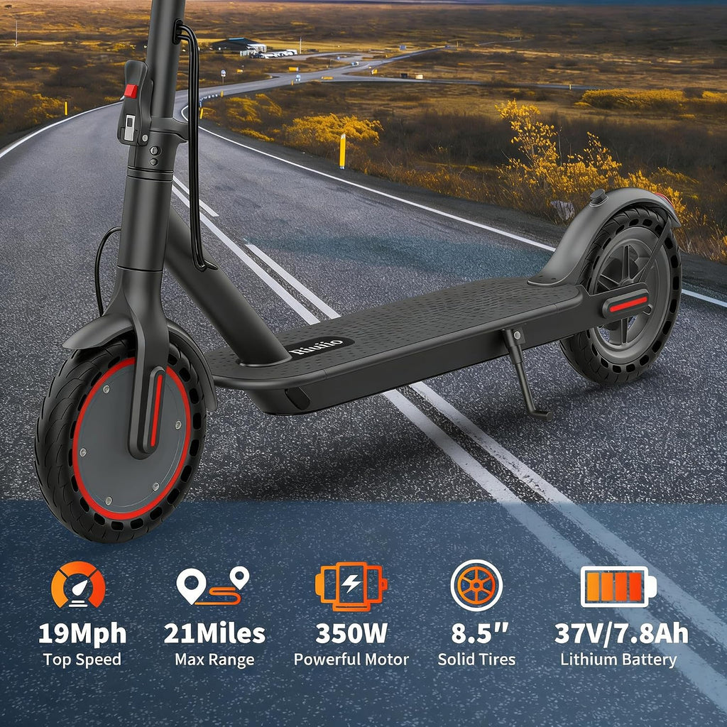Electric Scooter, 350W-500W Motor, 9 MPH to 22MPH, 10-41 Miles Range, Dual Suspension, Dual Braking, App Control, Foldable Commuter E Scooter for Adults and Teens