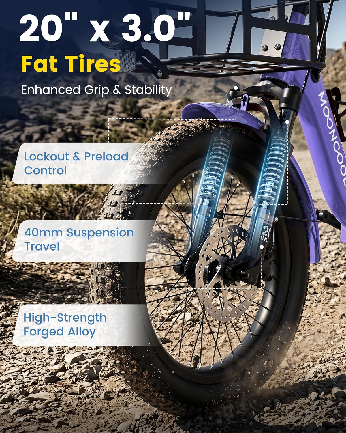 MOONCOOL Electric Trike for Adults, 500W/750W 48V Electric Tricycle for Adults, 20'x3.0' Fat Tire 3 Wheel Electric Bike, Folding Aluminum Adult Tricycle with Removable Battery