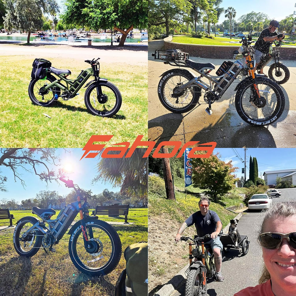 eAhora 2026 Romeo Pro3/2 50/46Mph Ebike 5600/4000W Dual Motor 200+Miles Electric Bike for Adults, 52V/70Ah 60V/80Ah Long Range 26 * 4.0' Fat Tire Full Suspension Electric Mountain Bike
