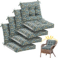 Marsui 4 Pcs Outdoor Indoor High Back Chair Cushions Patio Furniture Tufted Pillow with Ties Water-Resistant Replacement Outdoor Rocking Chair Cushions, 42 x 21 Inches (Blue,Paisley)