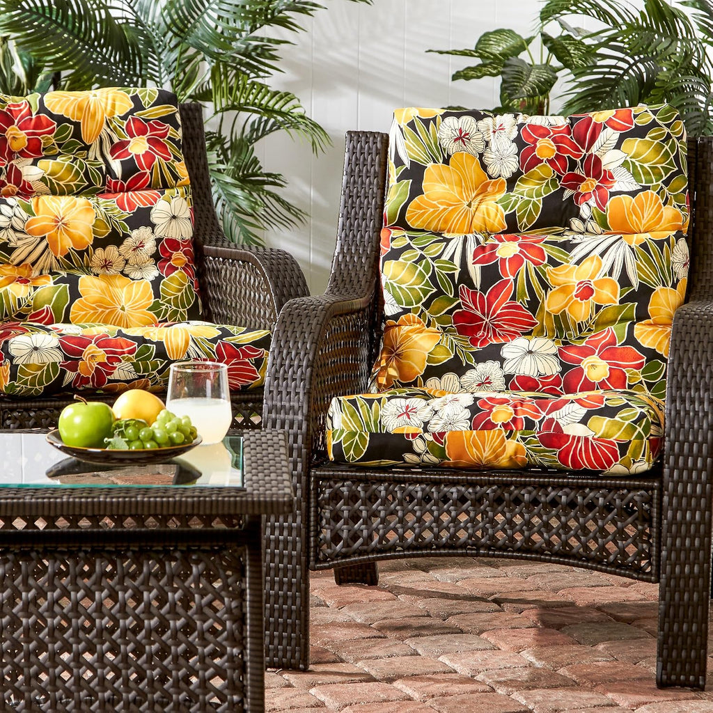 Greendale Home Fashions Outdoor 44x22-inch High Back Chair Cushions (Set of 2), Aloha