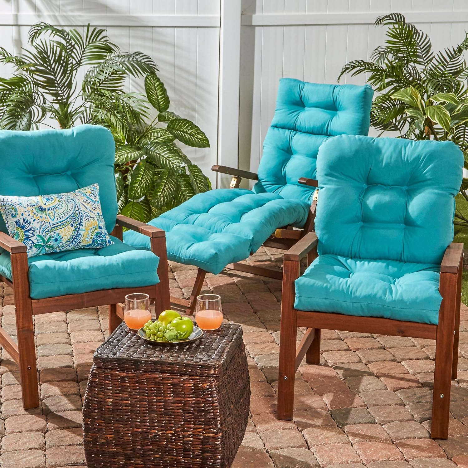 Greendale Home Fashions Outdoor 42x21-inch Seat/Back Chair Cushion (Set of 2), Arctic