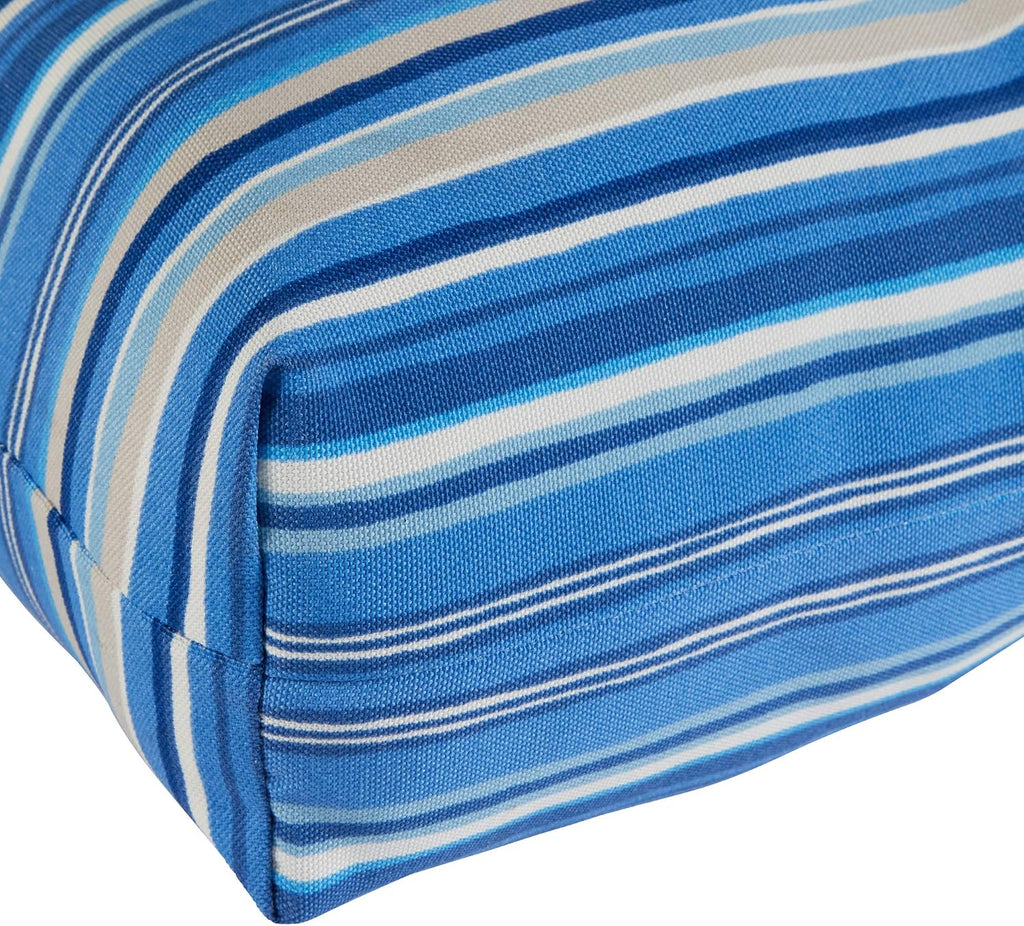 Greendale Home Fashions Outdoor 42x21-inch Seat/Back Chair Cushion (Set of 2), Steel Blue Stripe