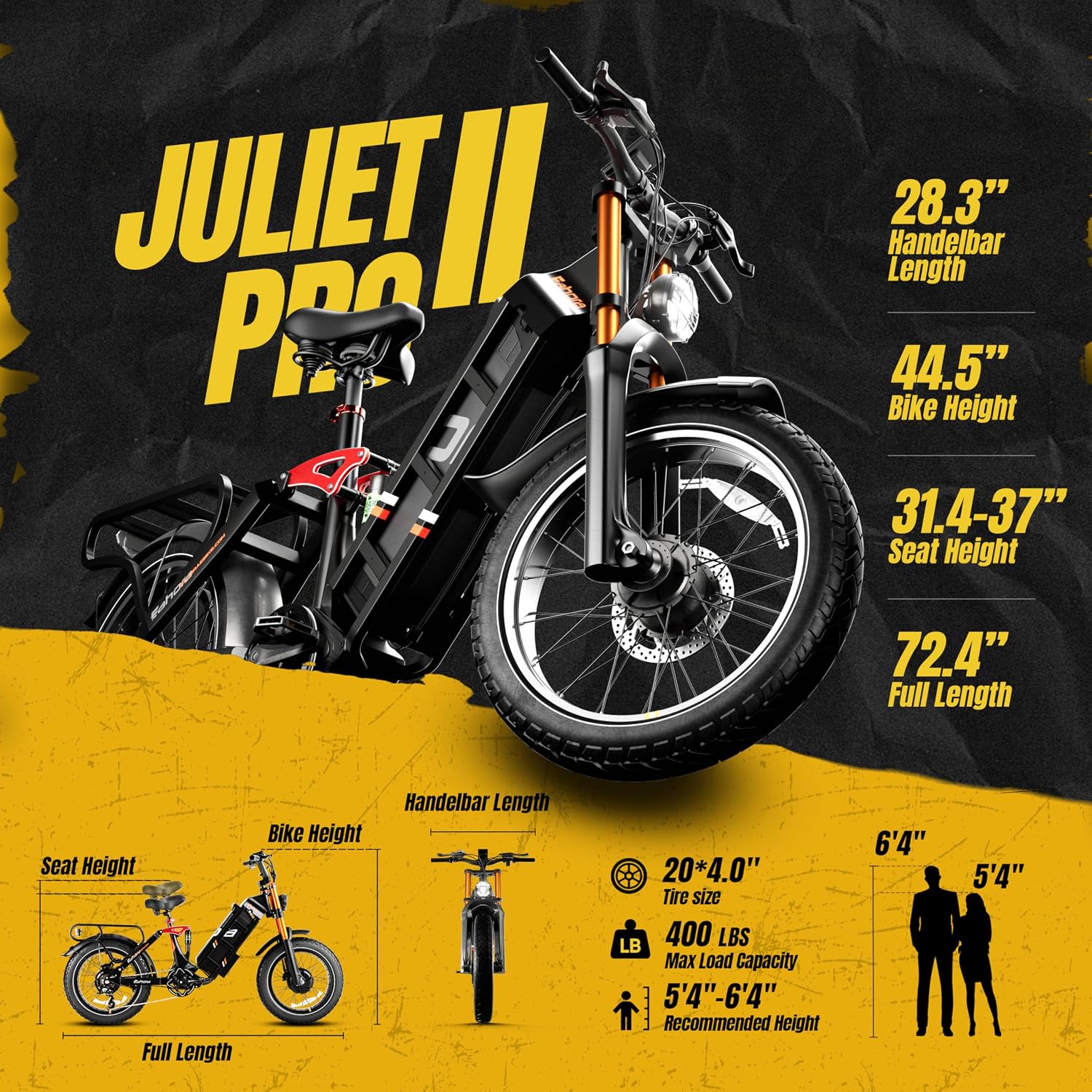 eAhora Juliet Pro 2/Juliet Electric Bike for Adults 5400W/1200W Dual Motor Electric Bicycle 43MPH 60V 70Ah 220+Miles Long Range 20' Fat Tire Full Suspension Mountain E-Bike with APP Control