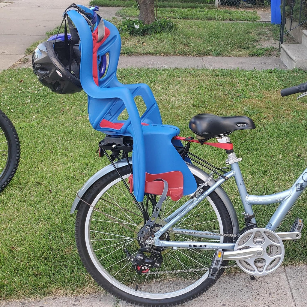 Bellelli Pepe Rear Rack Mount Child Bike Seat - Made in Italy, Comfortable Padded Carrier for Kids Up to 48.5 lbs with Adjustable Safety Harness & Secure Clamp