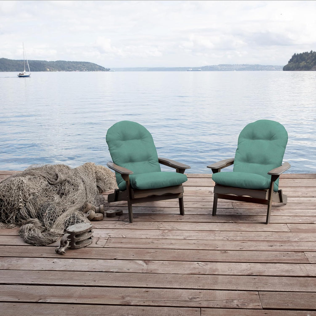 ARDEN Oceantex Indoor/Outdoor Plush Modern Tufted Adirondack Cushion, 2-Pack, 21.5 x 19, Water Repellent, Rain Proof, Fade Resistant Cushion For Rocking Chair Or Adirondack Seafoam Green