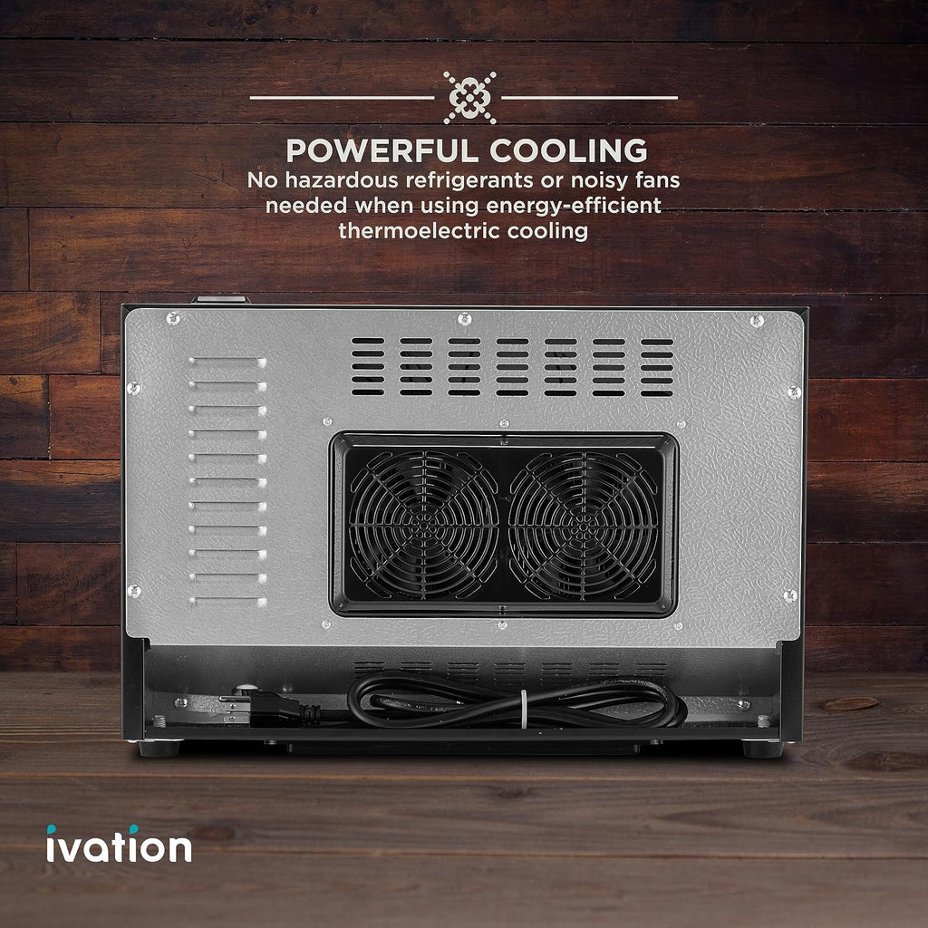 Ivation Premium 8 Bottle Horizontal Thermoelectric Wine Cooler/Chiller Counter Top Red & White Wine Cellar w/Digital Temperature, Freestanding Refrigerator Quiet Operation Fridge