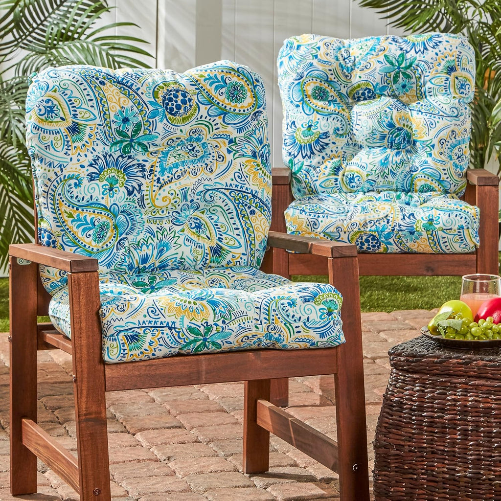 Greendale Home Fashions Outdoor 42x21-inch Seat/Back Chair Cushion (Set of 2), Paisley