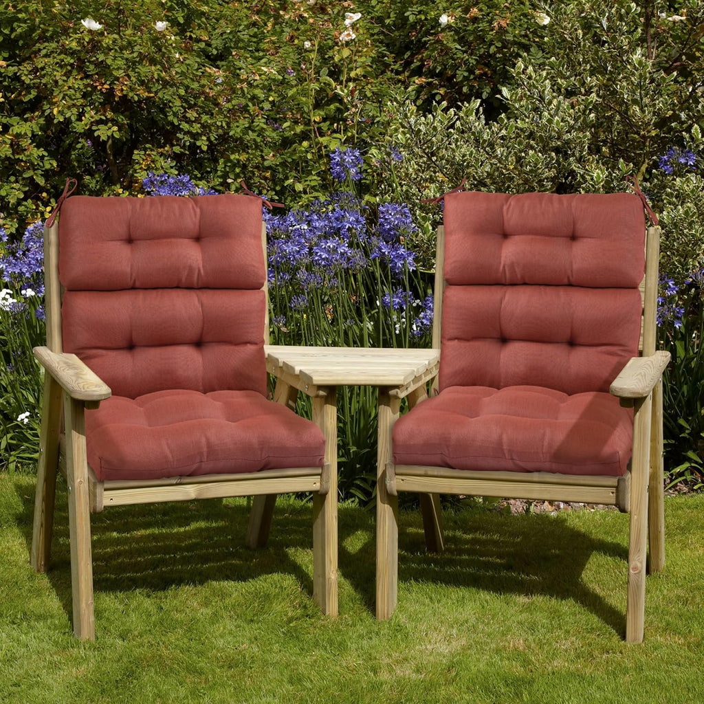 Magpie Fabrics Indoor/Outdoor Tufted High Back Chair Cushion Set of 2, Waterproof Deep Seating Rocking Chair Outdoor Chaise Lounge Sun Lounger Chair Cushions(Coral)
