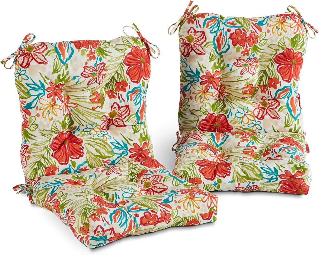Greendale Home Fashions Outdoor 42x21-inch Seat/Back Chair Cushion (Set of 2), Garden Floral