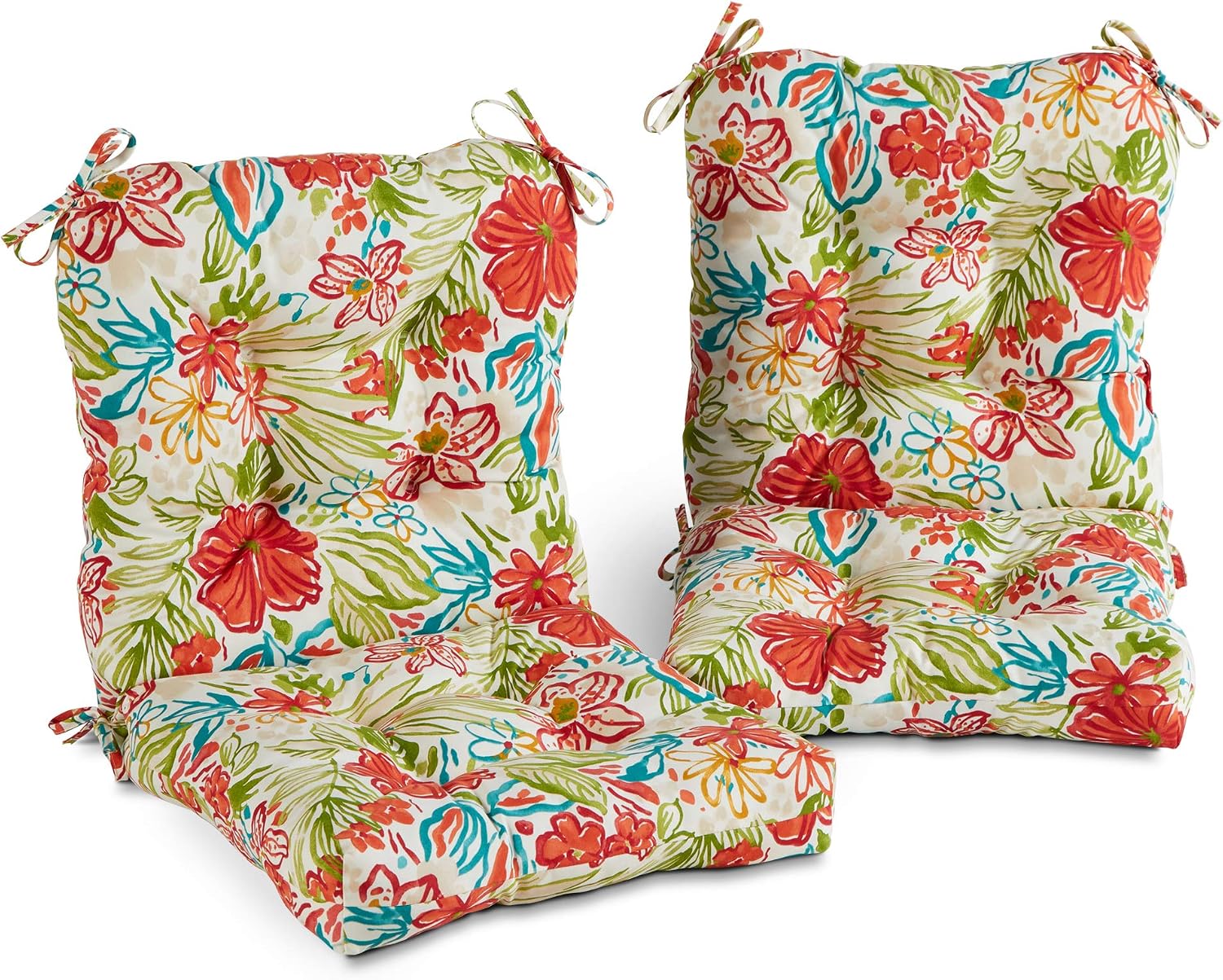 Greendale Home Fashions Outdoor 42x21-inch Seat/Back Chair Cushion (Set of 2), Garden Floral