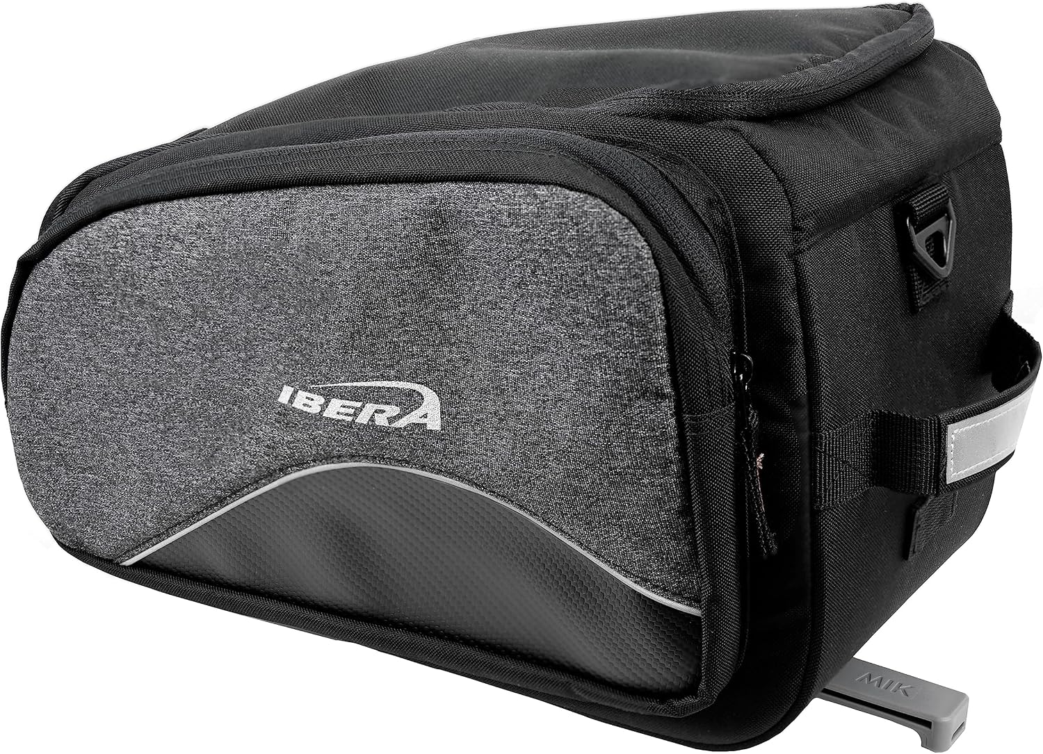 Ibera Bike Bag MIK Commuter 15L - Clip-On bike Bags For Bicycles with Laptop Sleeve, Multiple Pockets & Shoulder Strap - Reflective Trim & Taillight Ready - Bike Rack Bag ONLY FOR MIK RACKS