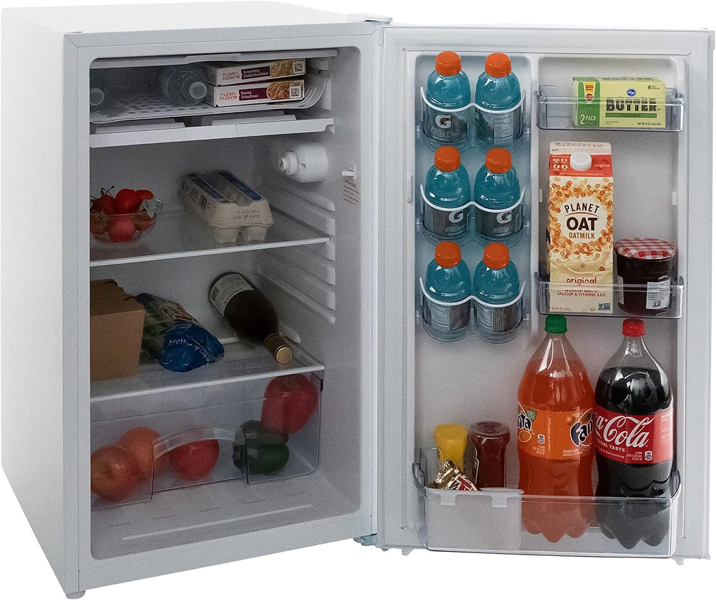 West Bend Mini Fridge for Home Office or Dorm, Features Single Reversible Door Removable Shelves Manual Defrost and Mechanical Adjustable Temperature Control, 4.4 Cu.Ft, White