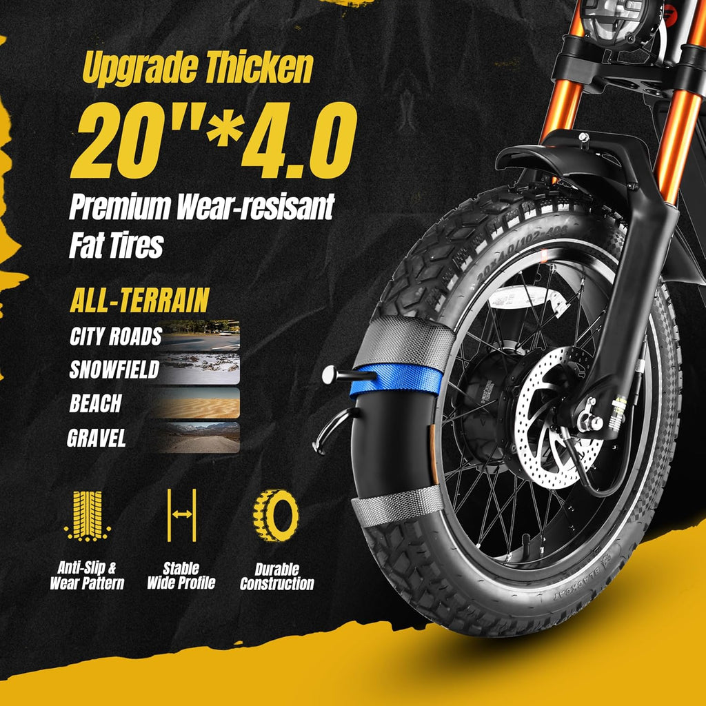 eAhora 2026Juliet Pro 2 Dual Motor 5400W Electric Bike for Adult, 60V 70Ah 220+Miles Long Range, 43 Mph Ebike, 20' Fat Tire Full Suspension Mountain for Urban Commutes, Delivery for Light Off-Road,APP