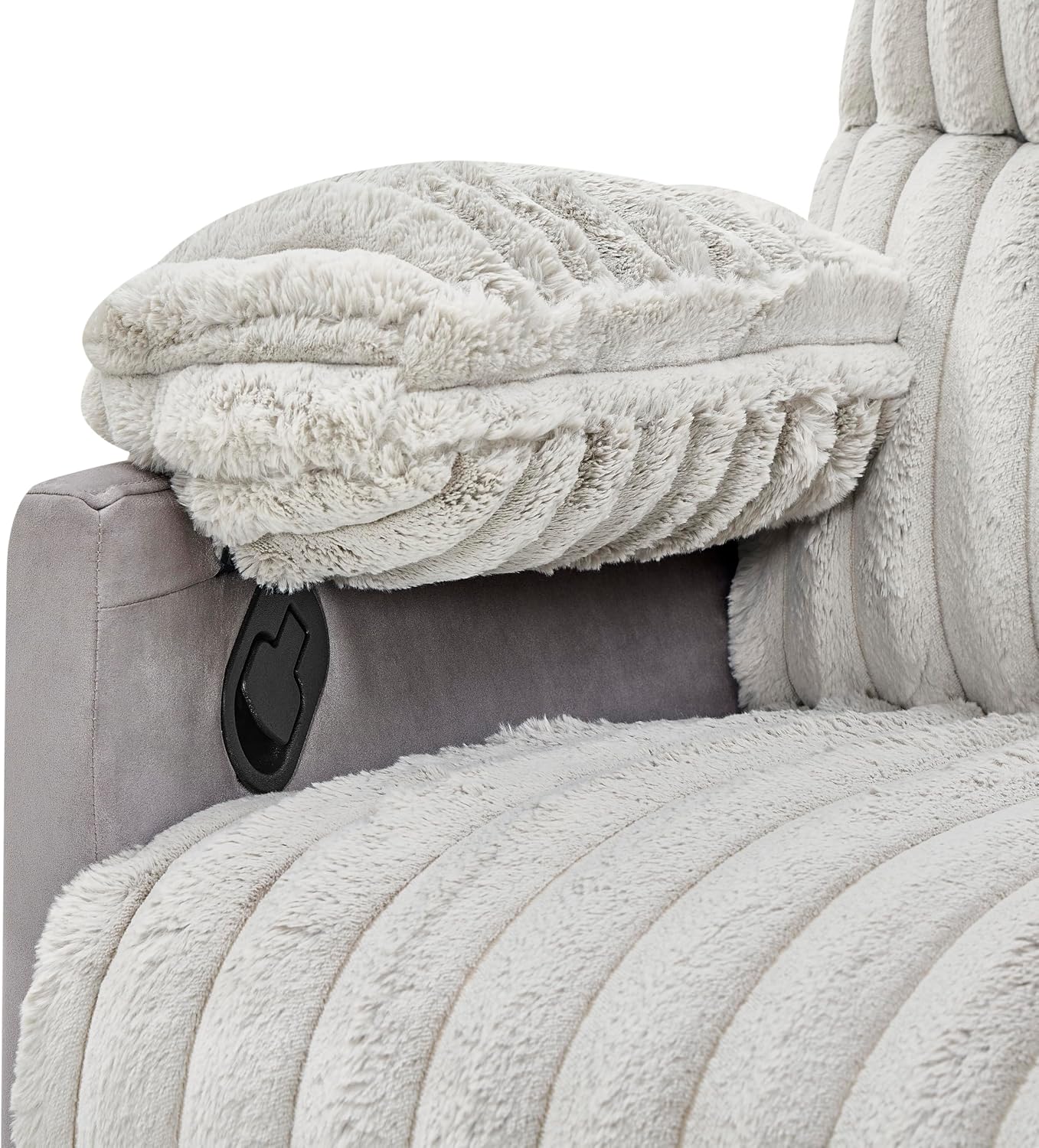 Power Swivel Rocker Recliner for Adults, Cozy Corduroy Recliner Chair with 2 Pillows for Bedroom, Electric Glider Rocking Nursery Chairs for Living Room (Light Grey)