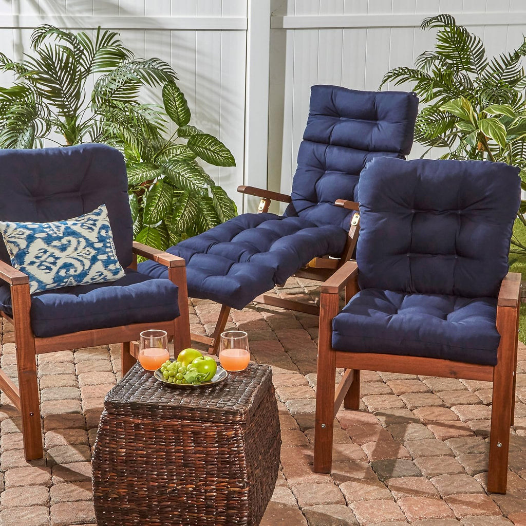 Greendale Home Fashions Outdoor 42x21-inch Seat/Back Chair Cushion (Set of 2), Midnight