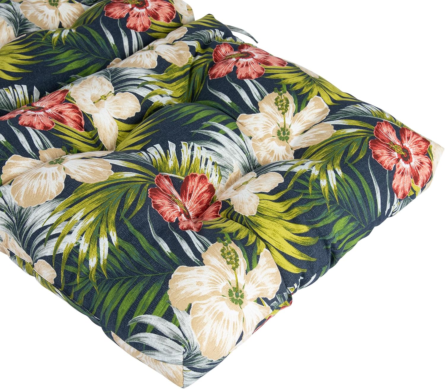 Magpie Fabrics Indoor Outdoor Tufted High Back Chair Cushion Set of 2, Waterproof All-Weather Deep Seating Rocking Chair Patio Chaise Lounge Sun Lounger Chair Cushions(Midnight Blue Floral)