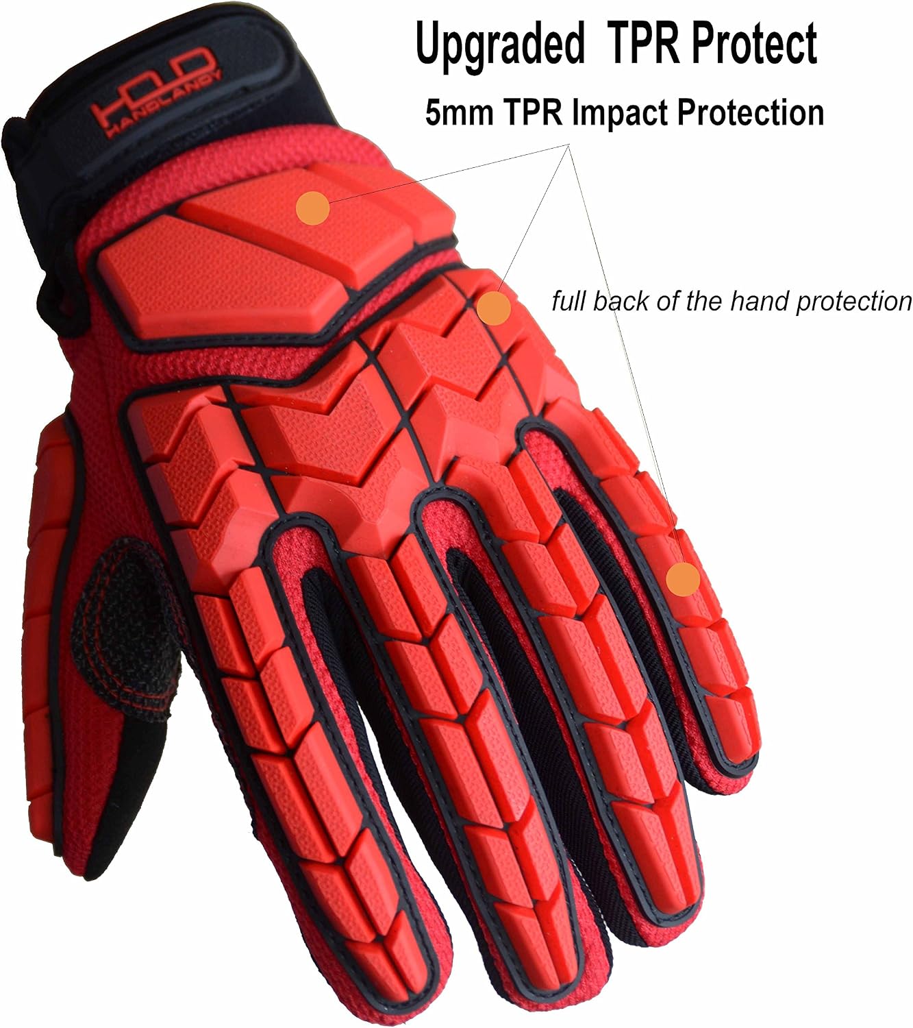 HANDLANDY Anti Vibration Gloves, SBR Padding, TPR Protector, Mechanic Work Gloves