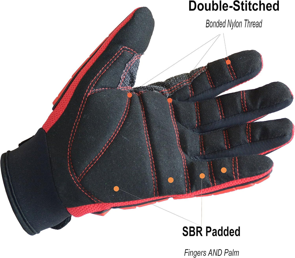 HANDLANDY Anti Vibration Gloves, SBR Padding, TPR Protector, Mechanic Work Gloves