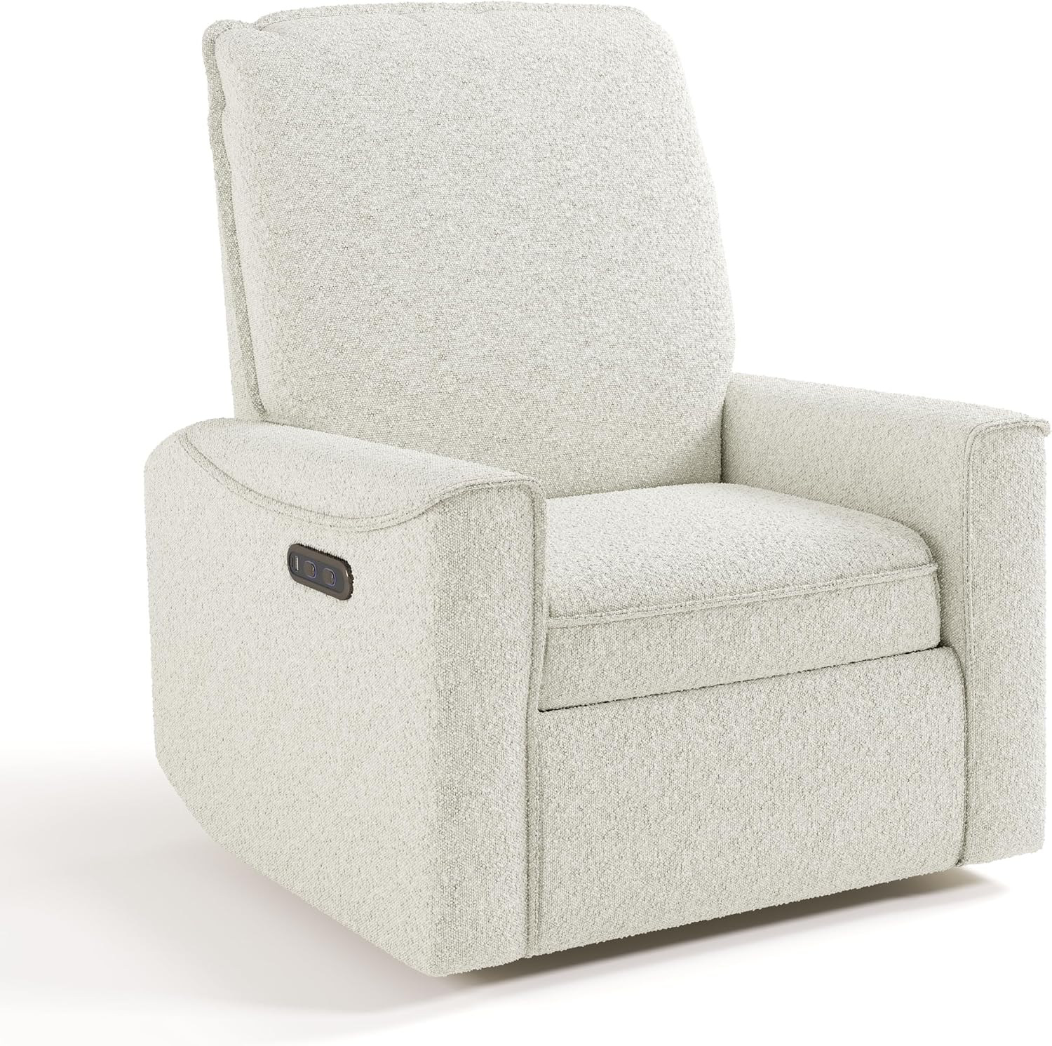Storkcraft Santos Deluxe Power Recliner Swivel Glider, Premium Electronic Nursery Rocking Chair, Oeko-TEX 100 Certified, Includes Dual-USB Charging Port with USB-A & USB-C – (Ivory Boucle)