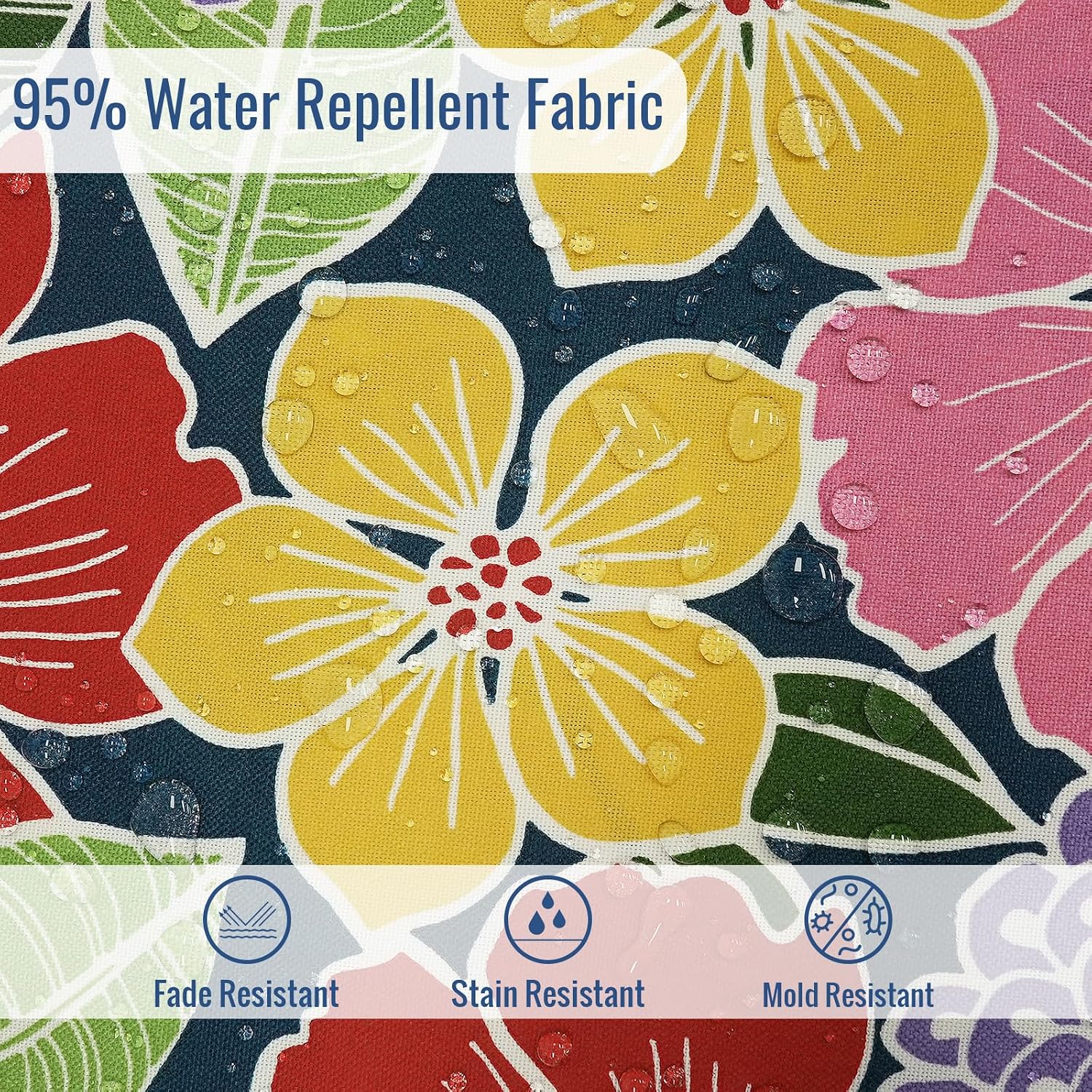 Outdoor High Back Patio Chair Cushions, Fade Resistant & Waterproof Tufted Seat and Back Cushions for Patio Furniture, Patio Chair Cushions 44x22 Inch, Set of 2, Flower Bloom