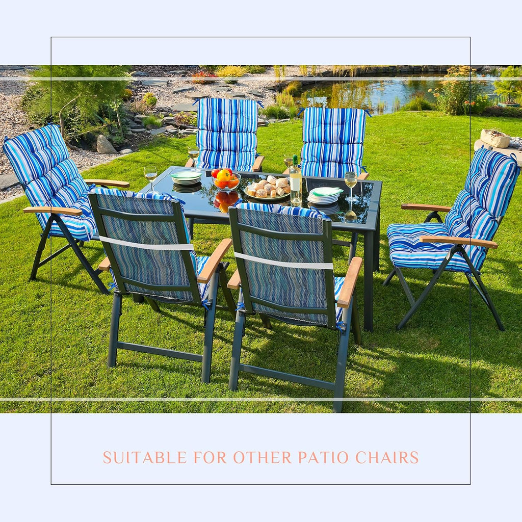 Suzile 6 Pcs Outdoor High Back Chair Cushion Waterproof Patio Seat Back Cushion 21 x 44 x 3(H) '' Rocking Chair Cushion Cover Thickened Patio Chair Pad for Indoor Outdoor Patio Garden(Straight Line)