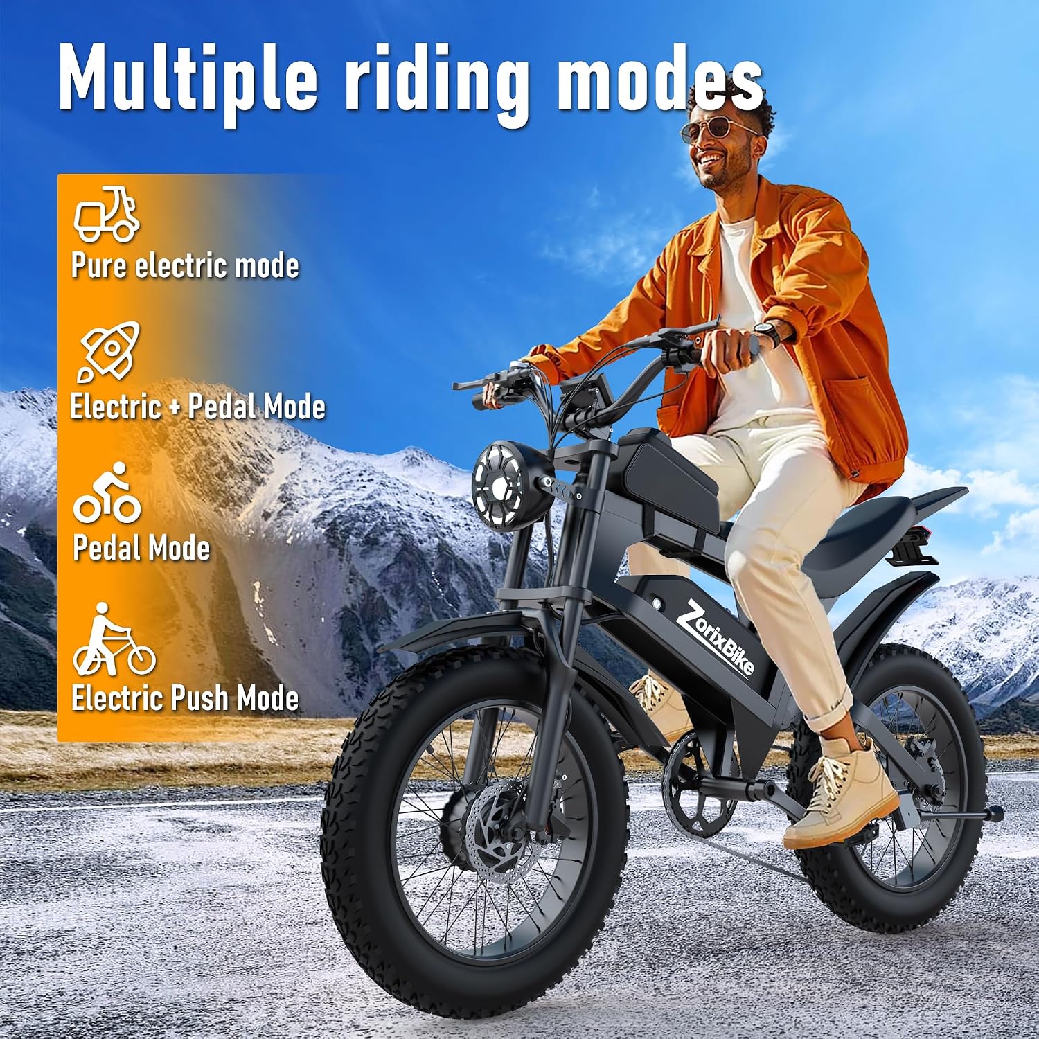 Electric Bike for Adults,48V 20AH - Peak Power 1500/3000W Brushless Motor Electric Bicycle - Max Speed 31-35MPH - Max 80 Miles Range - 20' x 4.0' Fat Tire Dirt E-Bike,7-Speed