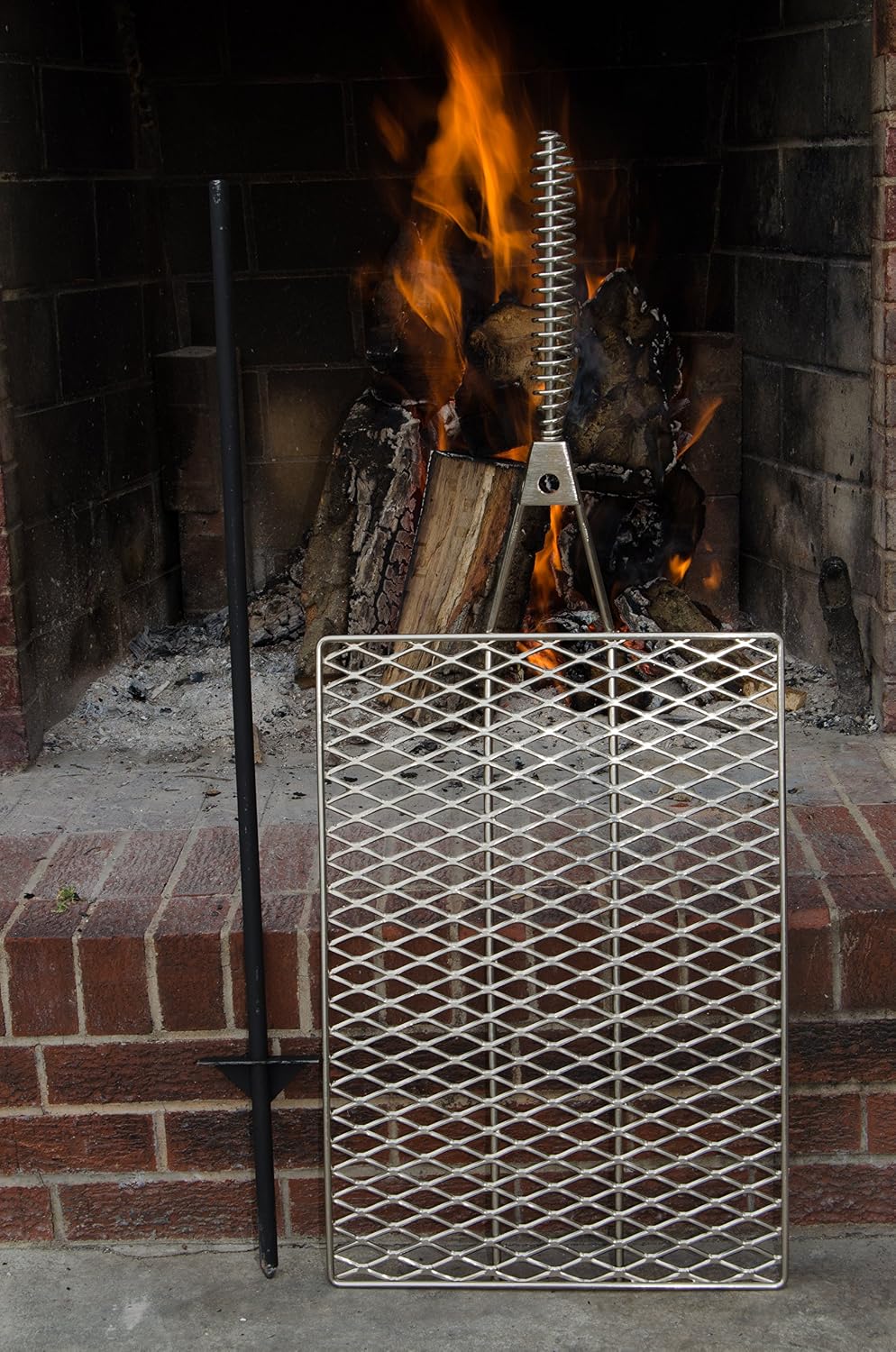 Heavy Duty Large Campfire Grill, Fully Adjustable Swiveling BBQ with long handle, Lifetime Durability, Perfect for Fire pits and rings. Easily portable for camping. Made in USA (15x21)