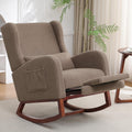 HCHAIRH Rocking Chair with Foot Rest, Teddy Wingback Nursery Rocking Chairs, Nursing Glider Rocker Chair with Pillow and High Back for Nursery, Living Room, Bedroom