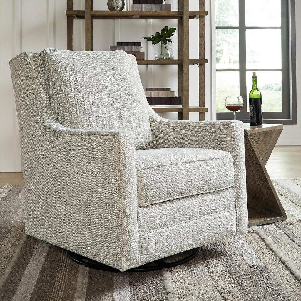 Signature Design by Ashley Kambria Casual Upholstered Swivel Glider Accent Chair, Gray