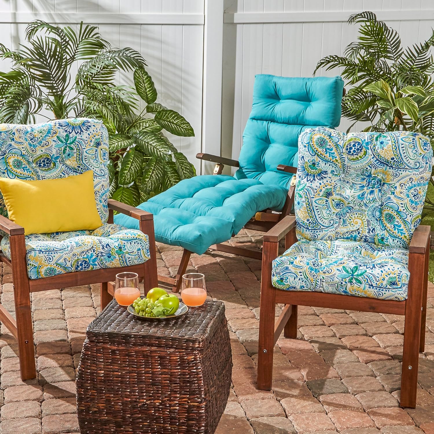 Greendale Home Fashions Outdoor 42x21-inch Seat/Back Chair Cushion (Set of 2), Paisley