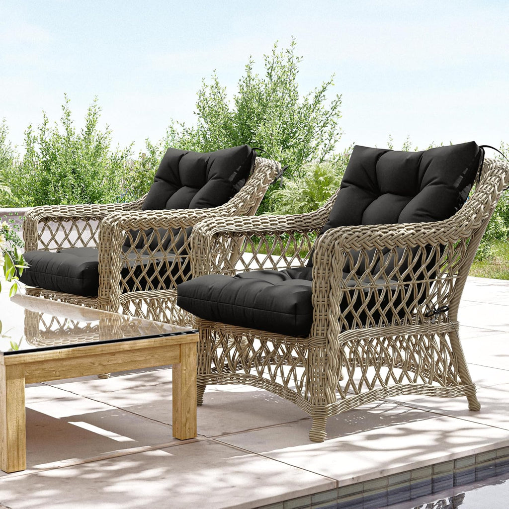Patio Seat&Back Chair Cushions for Outdoor Furniture，Comfortable Cushions for Rocking/Dining/Lawn Chair-Set of 2