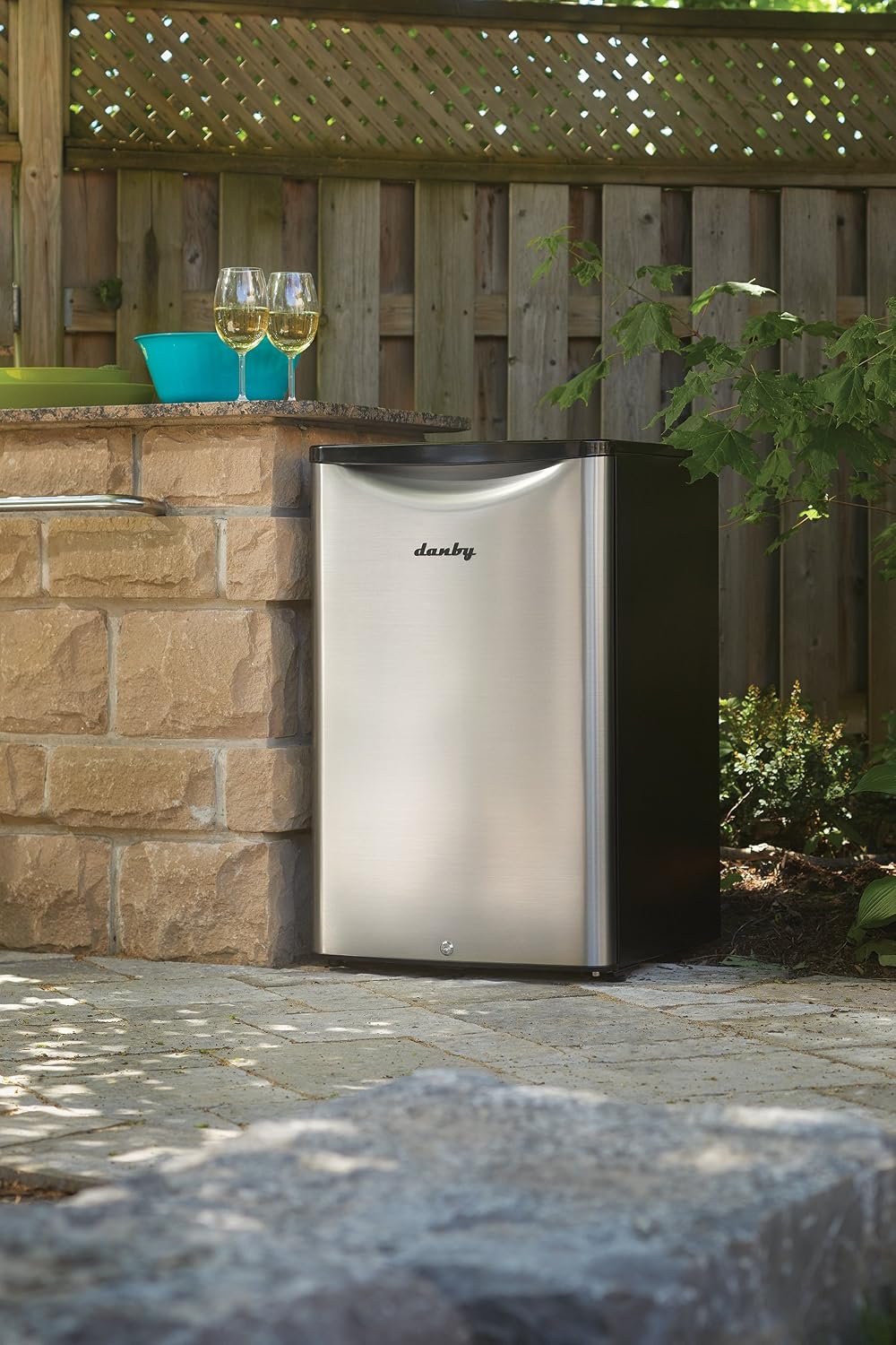 Danby DAR044A6BSLDBO 4.4 Cu.Ft. Outdoor Mini Fridge, IPX4-Rated Stainless Look All Refrigerator for Patio, Cabana, Pool Bar, E-Star Rated, Spotless Steel