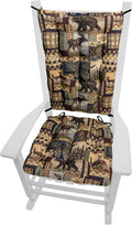 Peters Cabin Rocking Chair Cushions with Ties - Size Extra-Large - Latex Foam Fill Cushion - Woodlands Rustic Lodge & Lake House Décor (Bear, Moose, Deer, Pine Cones, Waterfowl)