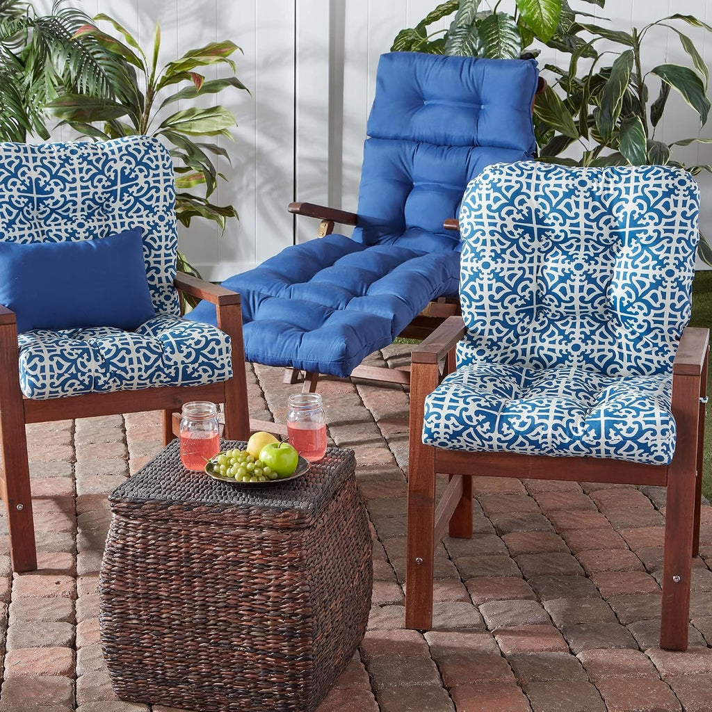 Greendale Home Fashions Outdoor 42x21-inch Seat/Back Chair Cushion (Set of 2), Azure